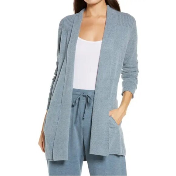 💕BAREFOOT DREAMS💕 CozyChic Open Cardigan ~ Dusk Blue Medium M NWT - Picture 1 of 12
